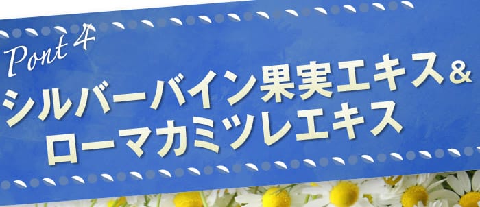 POINT4：シルバーバイン果実エキスやローマカミツレエキス