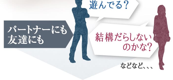 パートナーにも友達にも　遊んでる？　結構だらしないのかな？　などなど、、、